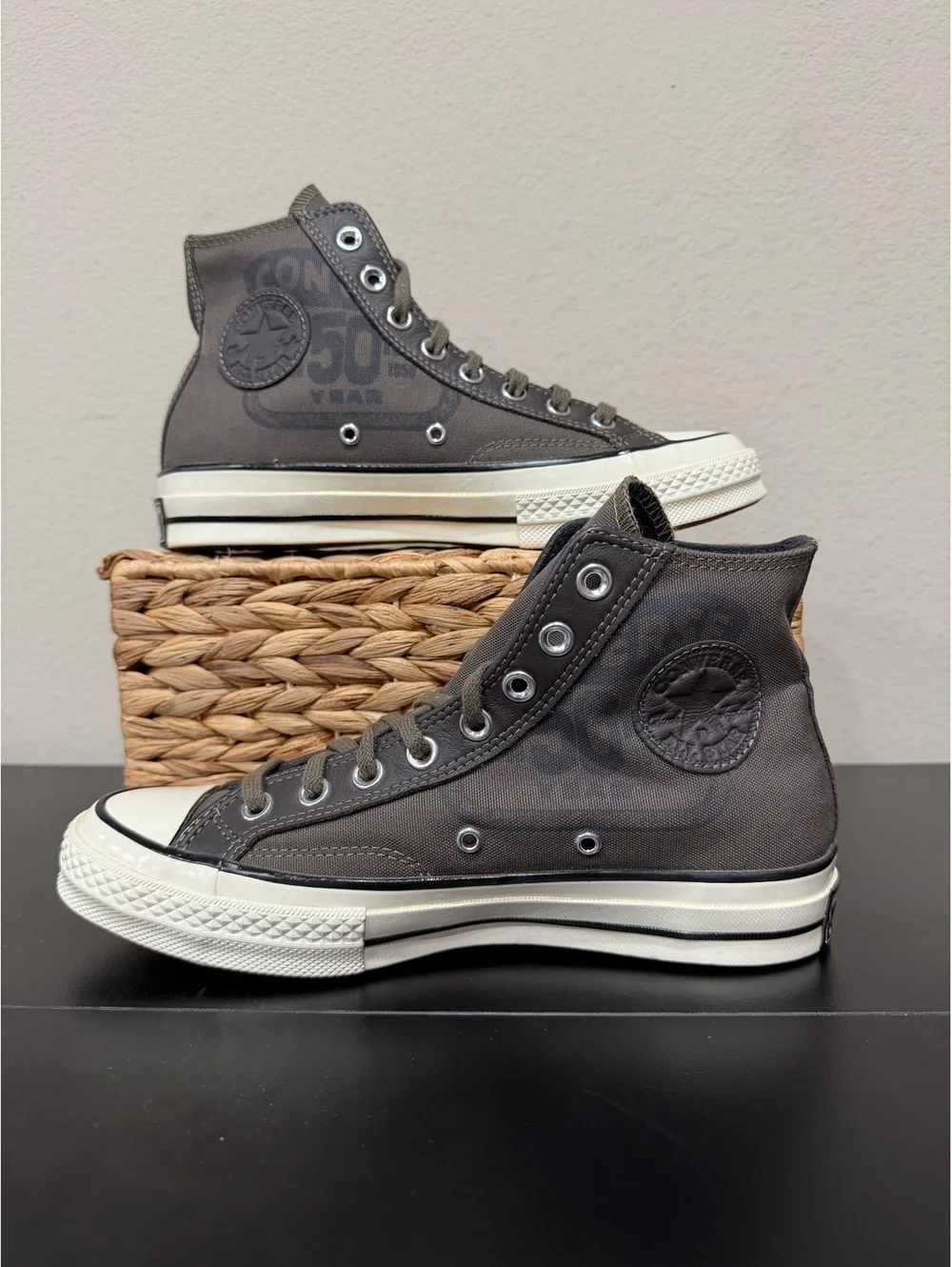 Size 8.5 - Converse Women’s Chuck 70 Leather Overlay High “Engine Smoke”